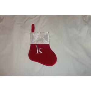 Lower Case k Monogram on red MINI Christmas Stocking 8"X6" by Merry Brite